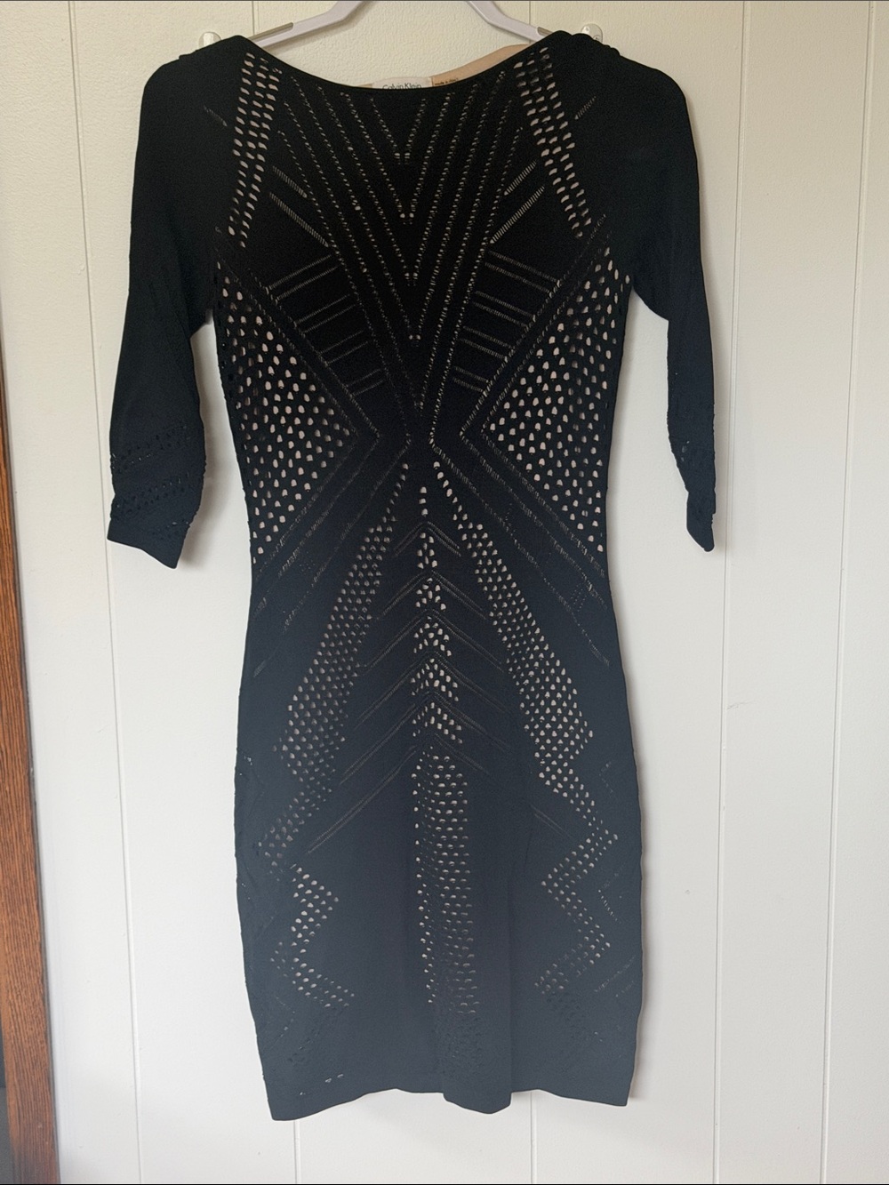 Calvin Klein Black Cutout Knit Midi Dress